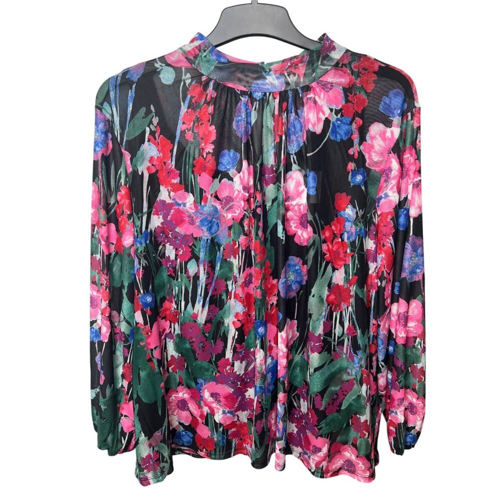 Cupio Blush Womens Floral Print Long Sleeve Top 2X